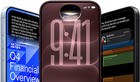 3 iPhone 18 Pro devices, in Glacier, Burgundy, Black displaying examples of AI: Banking, Siri AI, Message Summary
