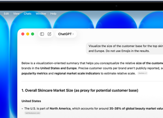 MacBook Neo, showing next-level AI performance, user asks ChatGPT about regulatory factors in the skincare industry